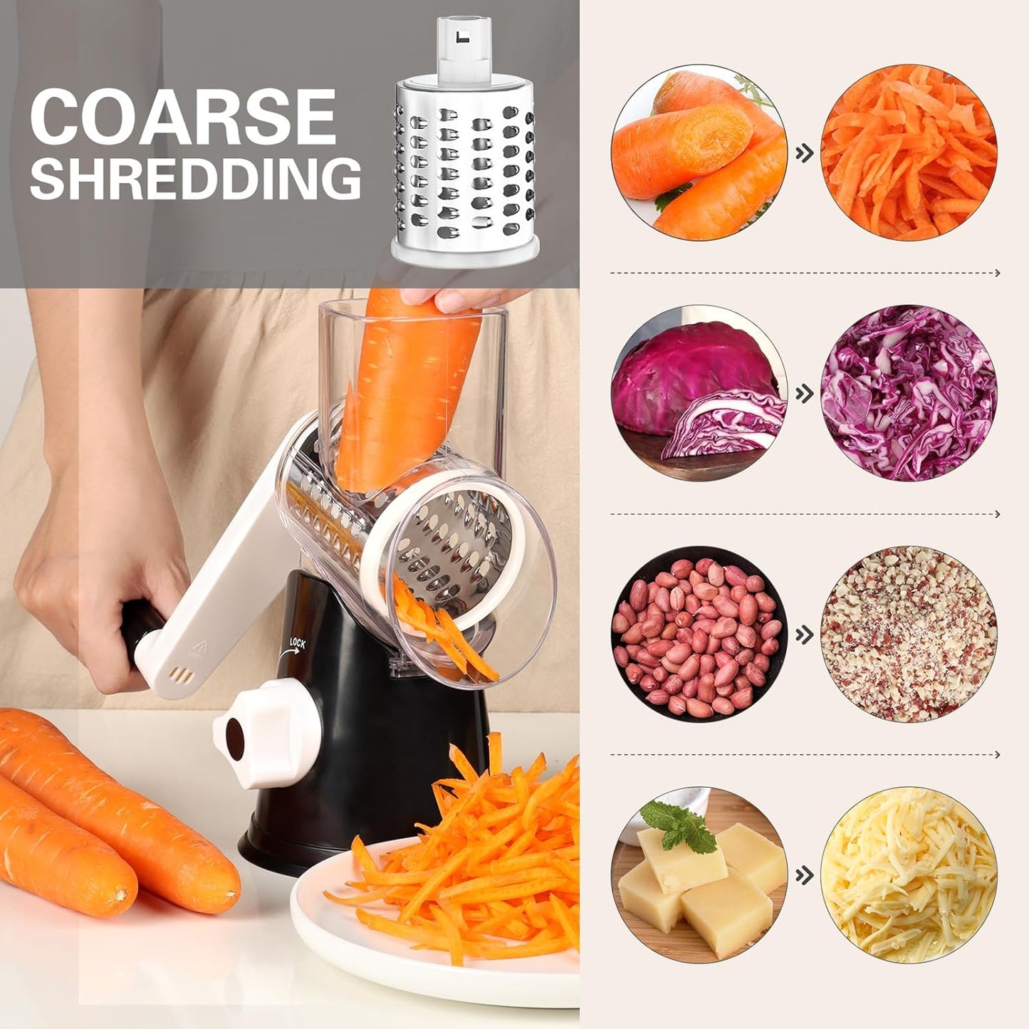 Grate Your Way to Deliciousness! 🧀🥕 Meet the Cambom Rotary Cheese Grater - Perfect for Fresh Cheese, Veggies & Nuts! 💪✨ Non-Slip Suction Base & 3 Blades for Easy Use & Cleanup! #KitchenGadgets #CheeseLovers