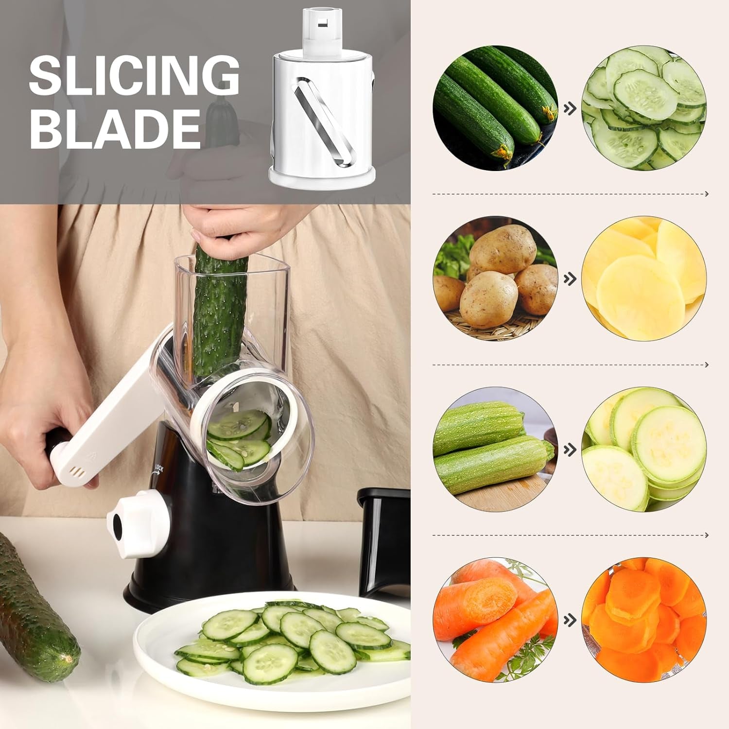Grate Your Way to Deliciousness! 🧀🥕 Meet the Cambom Rotary Cheese Grater - Perfect for Fresh Cheese, Veggies & Nuts! 💪✨ Non-Slip Suction Base & 3 Blades for Easy Use & Cleanup! #KitchenGadgets #CheeseLovers