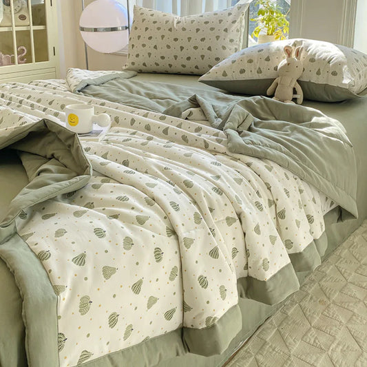 Ultra-Soft Double Gauze Summer Comforter - Breathable Cooling Blanket for Ultimate Comfort, Machine Washable!