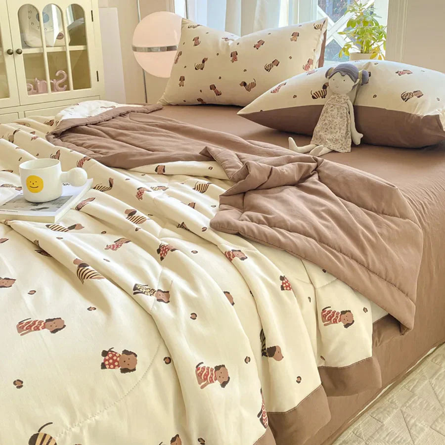 Ultra-Soft Double Gauze Summer Comforter - Breathable Cooling Blanket for Ultimate Comfort, Machine Washable!