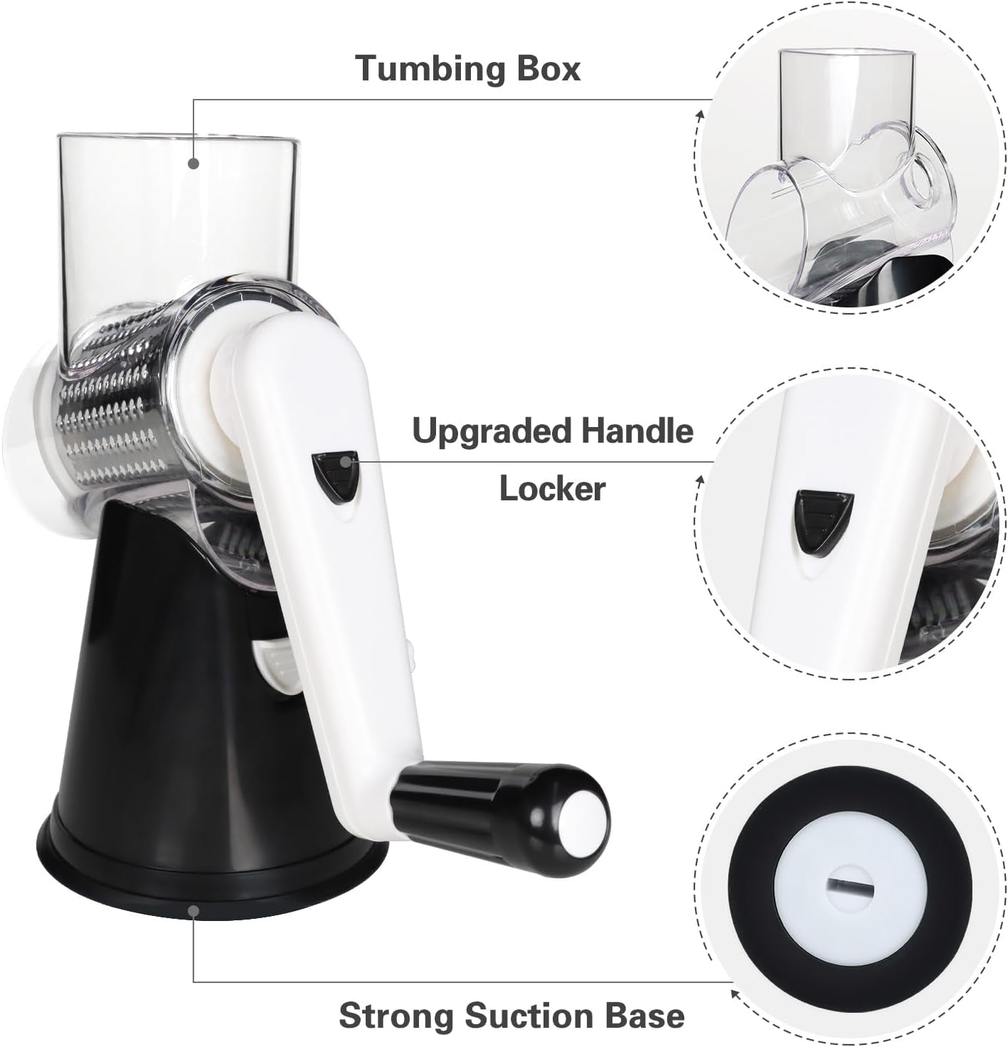 Grate Your Way to Deliciousness! 🧀🥕 Meet the Cambom Rotary Cheese Grater - Perfect for Fresh Cheese, Veggies & Nuts! 💪✨ Non-Slip Suction Base & 3 Blades for Easy Use & Cleanup! #KitchenGadgets #CheeseLovers